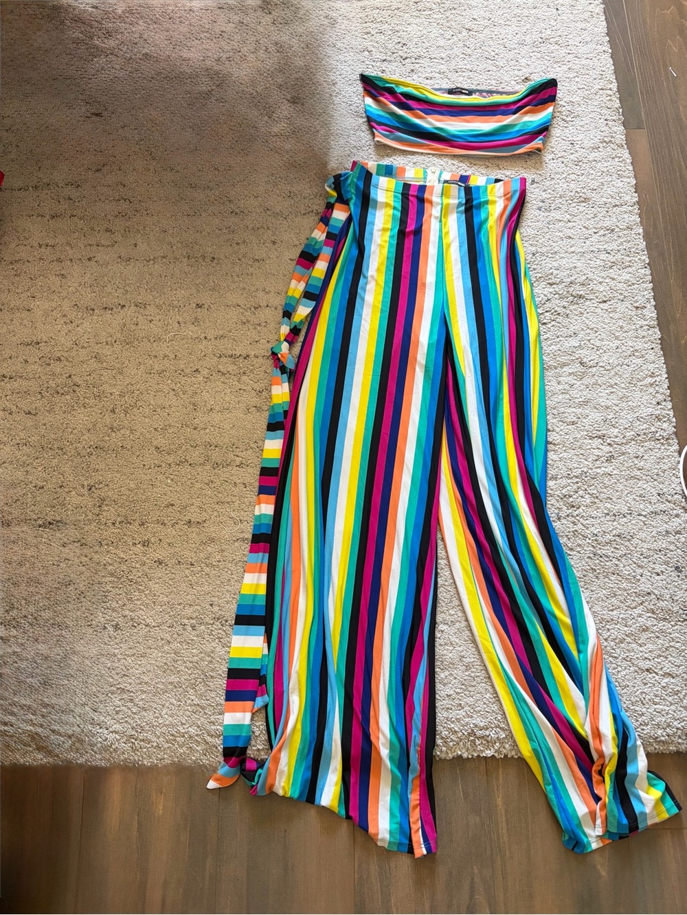 Fashion Nova Multicolor Striped Wide-Leg Jumpsuit
